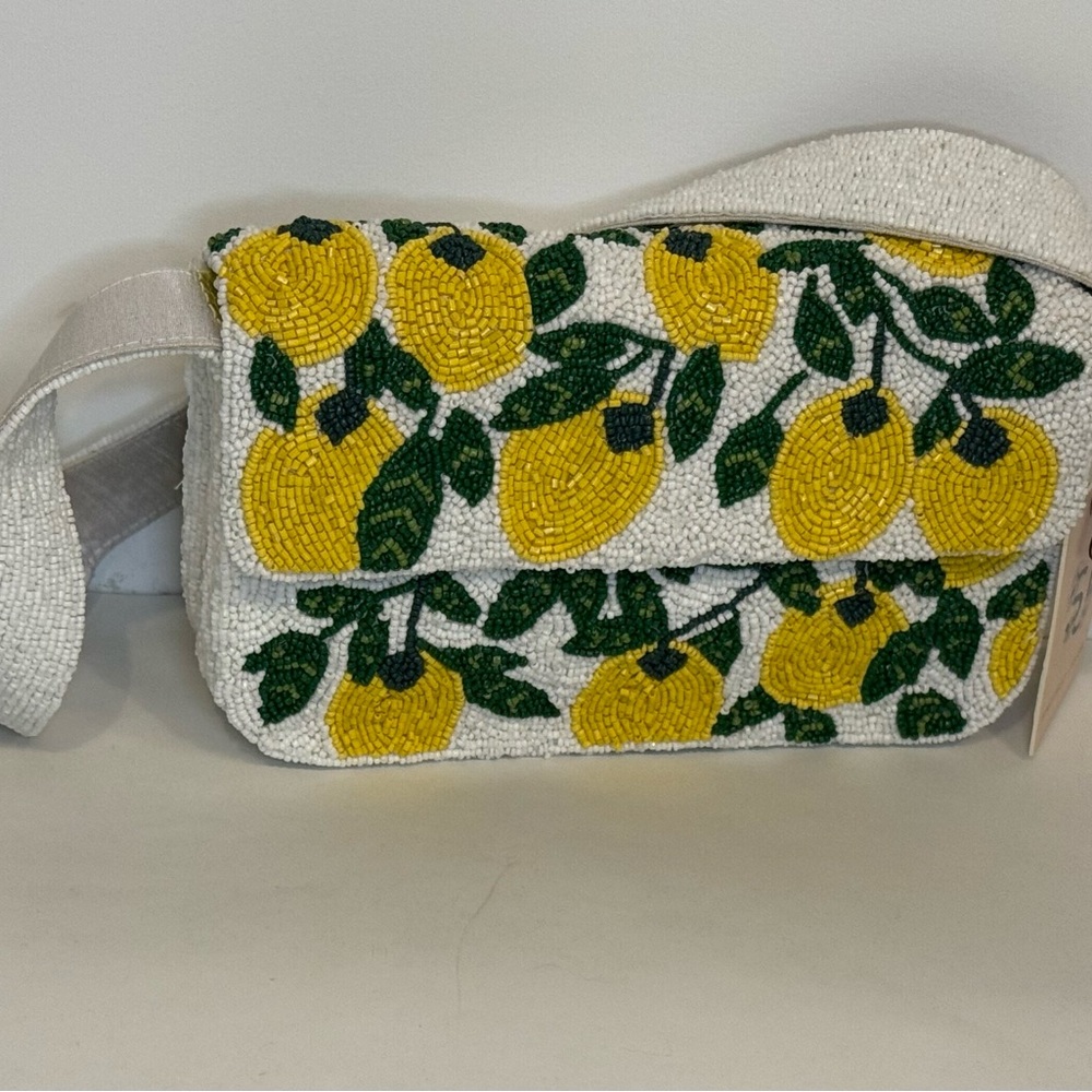 Lemon Beaded Shoulder Bag
